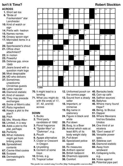 Thomas Joseph Crossword Puzzle Answers