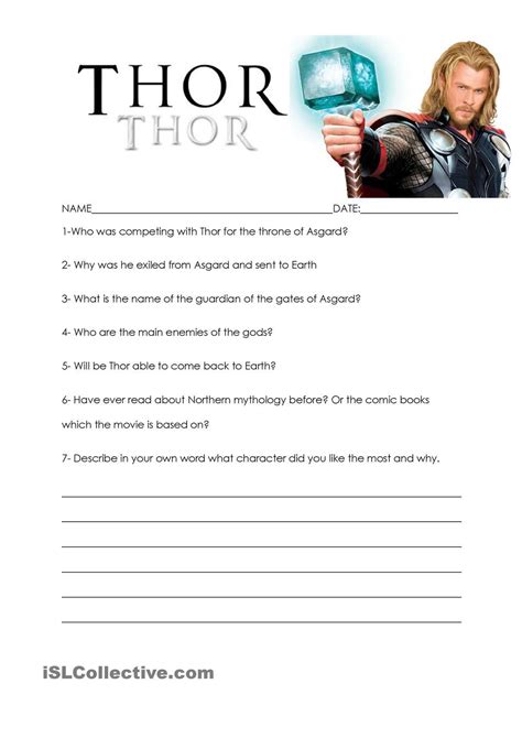 Thor Activity Sheets