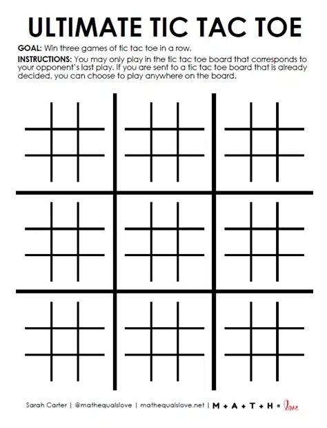 Tic Tac Toe Sheet Templates