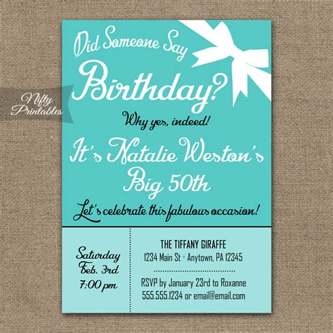 Tiffany Blue Birthday Party Invitation