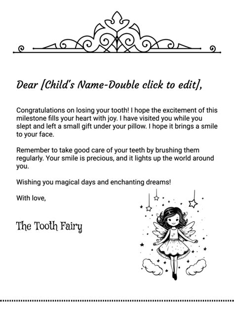 Tooth Fairy Letter Template