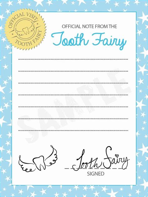 Tooth Fairy Letter Template Blank