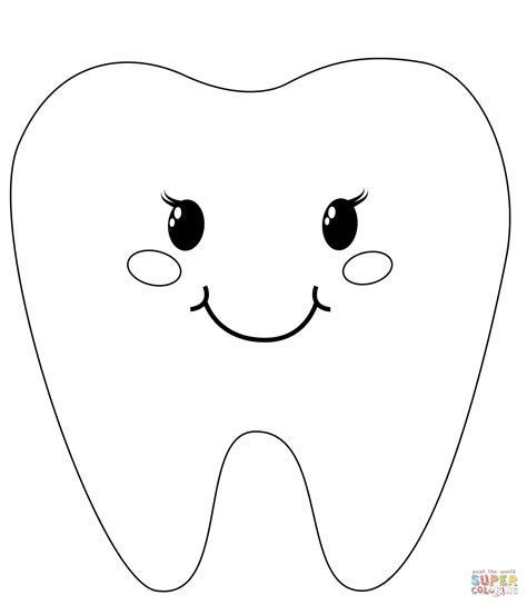 Tooth Template for Kids Coloring