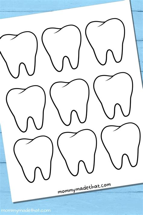 Tooth Template for Kids Cutting