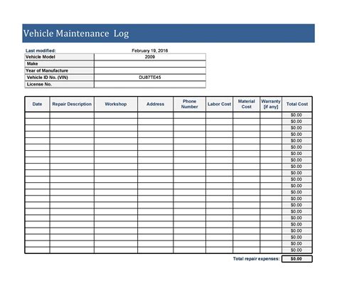 Track Maintenance History by Mileage in Excel