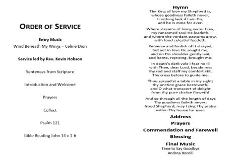 Traditional and Timeless Funeral Order of Service Template