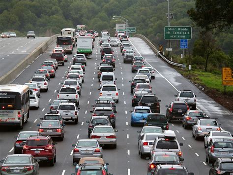 A traffic jam during rush hour