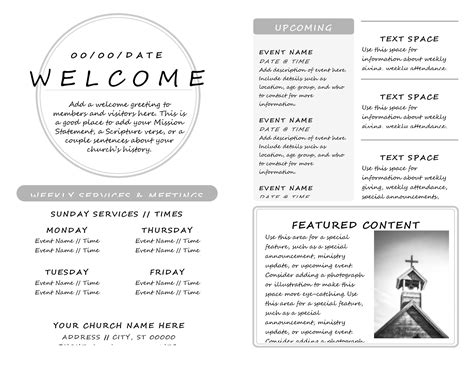 Tri-Fold Church Bulletin Template Example 4