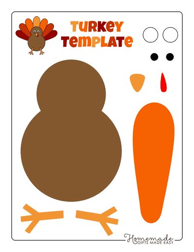 Turkey template printable for kids