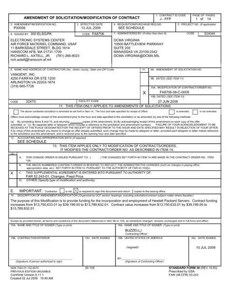 US Air Force Contract Requirements