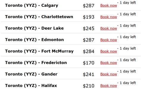 US-Canada Flight Deals