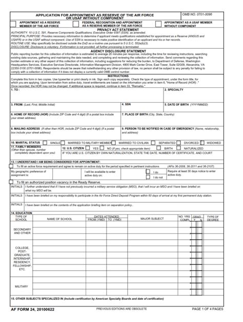 USAF Reserve Application