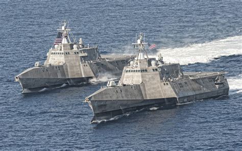 USS Independence LCS 2 with MQ-8 Fire Scout UAV