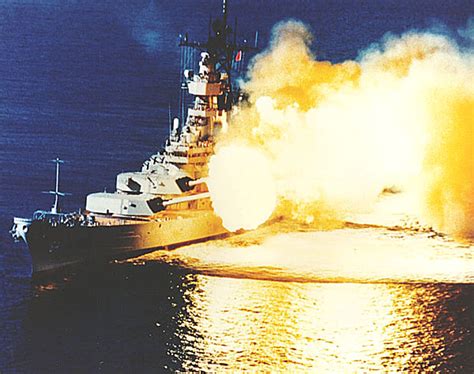 USS Wisconsin providing naval gunfire support