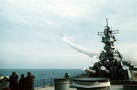 USS Wisconsin firing a Tomahawk cruise missile during the Gulf War