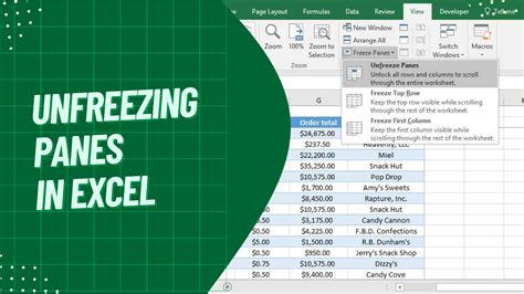 Unfreezing Panes in Excel