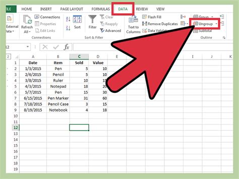 Ungroup Sheets Excel 365