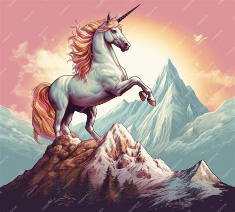 A unicorn in a mountainous landscape