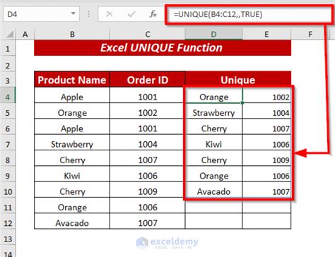 Unique Function Excel