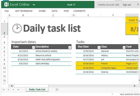 Using Big Tabs 8 Template for Daily Tasks