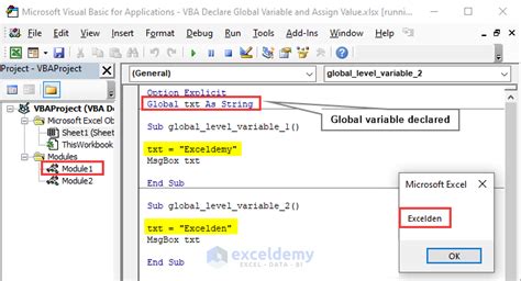 Using Global Variables In Excel Vba