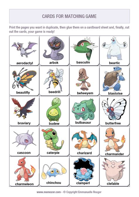 Using Pokémon Printables with Kids