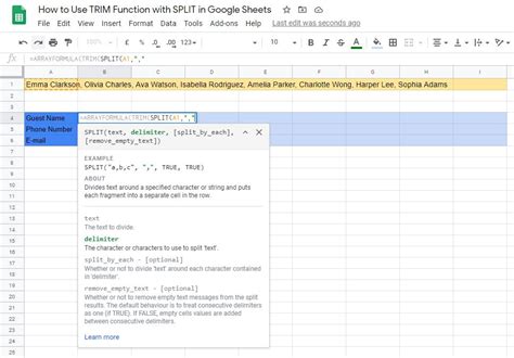 Using the TRIM Function in Google Sheets