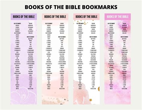 A Books of the Bible bookmark can be a valuable tool for anyone looking to deepen their understanding of the Bible and improve their study habits.