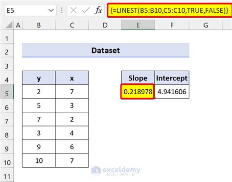 Using the LINEST Function in Excel