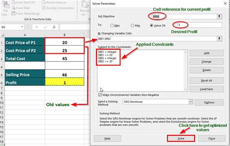 Using the Solver Add-in in Excel