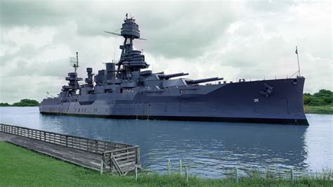 The USS Texas Battleship at sunset