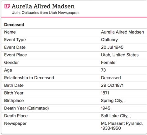 Utah Obituary Research