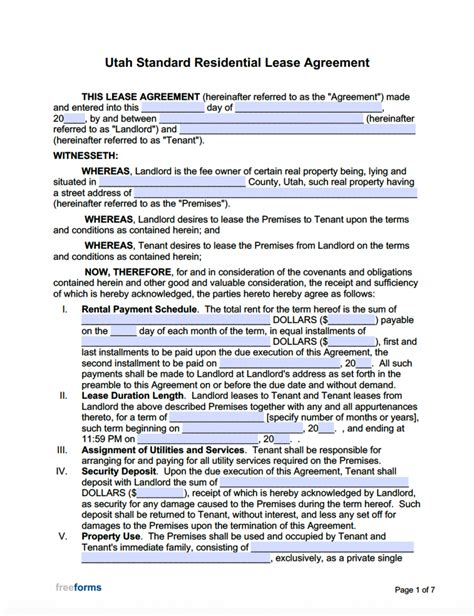 Utah Rental Agreement Template