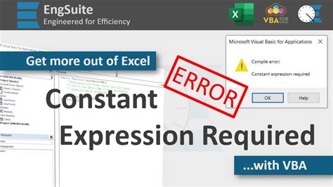 VBA Error Constant Expression Required