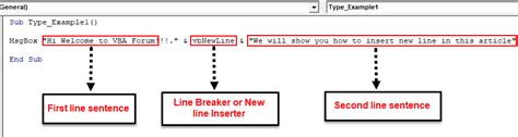 VBA NewLine Code Example