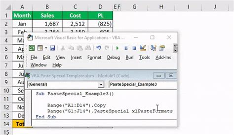 VBA Paste Special Values Example 1