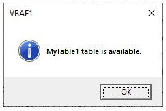 VBA Table Existence Verification Method 1