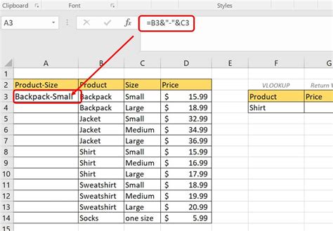 VLOOKUP Formula Example