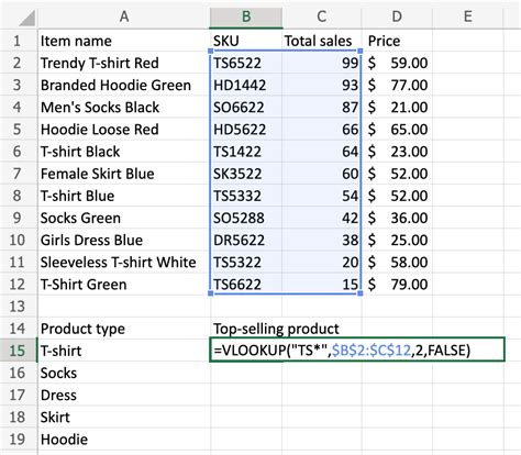 VLOOKUP Wildcard Characters