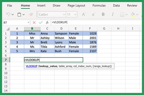 VLOOKUP example with VLOOKUP function variations