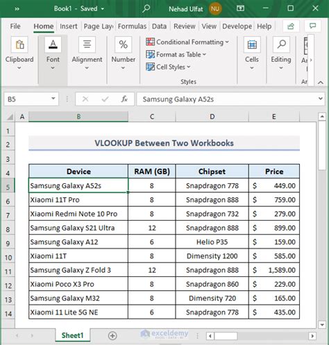 VLOOKUP multiple sheets example