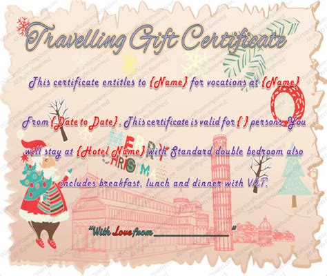 Vacation Gift Certificate Template Examples