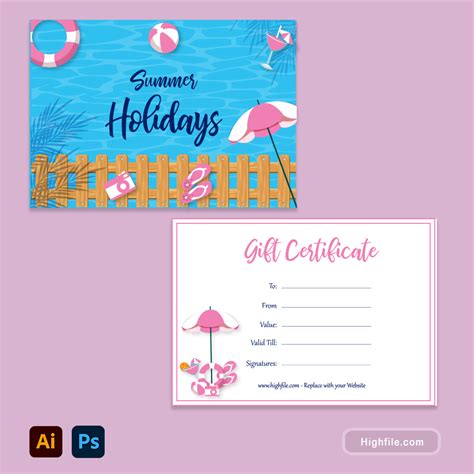 Vacation Gift Certificate Templates Photoshop