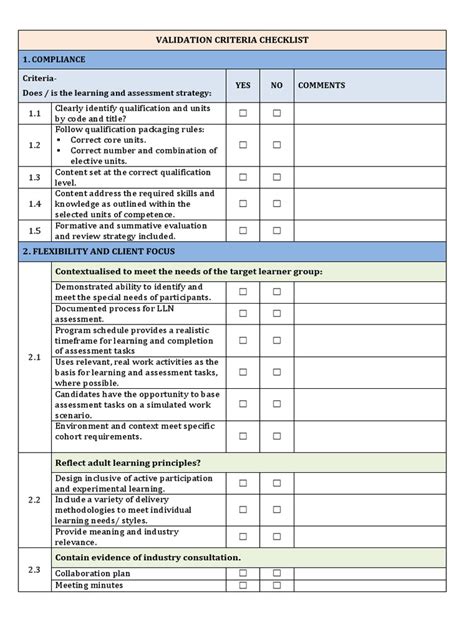 Validation Criteria Examples