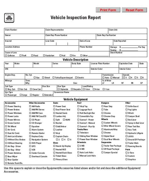 Vehicle Inspection Results Template