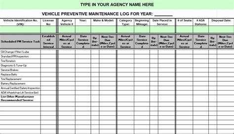 Vehicle Maintenance Excel Template