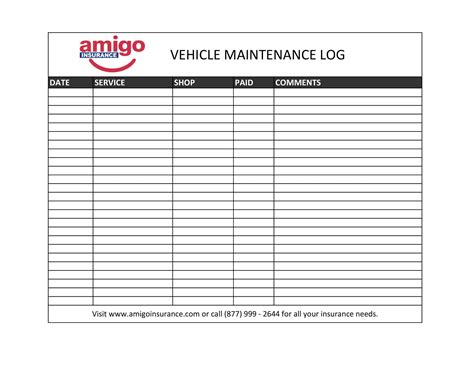 Vehicle Maintenance Log Spreadsheet