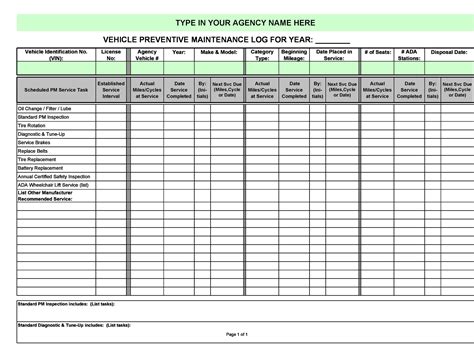 Vehicle Maintenance Log Excel