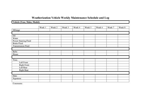 Vehicle Maintenance Log Template