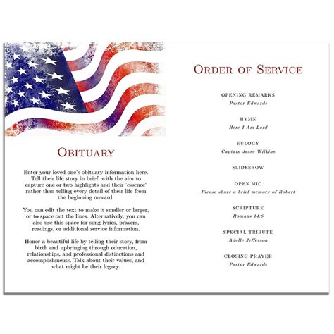 Veteran Funeral Program Template